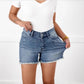 🩳High Rise Frayed Hem Cut Off Jean Shorts