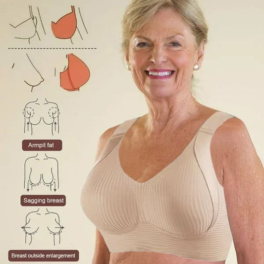 🎁2025 HOT SALE!🎁Huge discount 🔥 💕 Subtle Striped Seamless Bra with W-Support – Comfort & Style!
