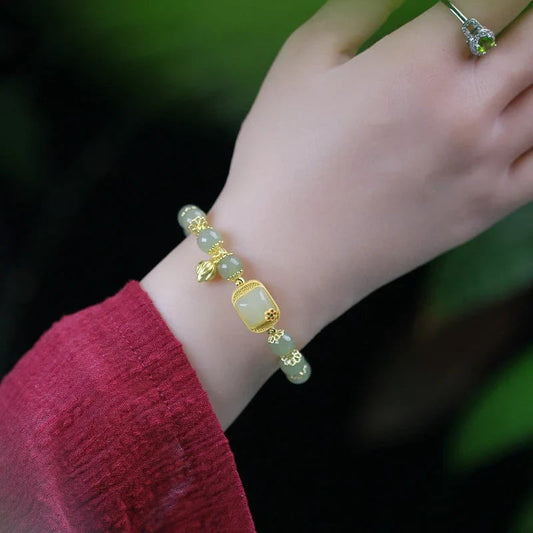 🌿Hotan Jade Beaded Bracelet