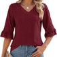 Women's Elegant Ruffle Sleeve V-Neck Tops