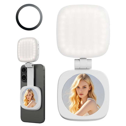 3-in-1 Phone Stand, Mirror, and Magnetic Selfie Fill Light